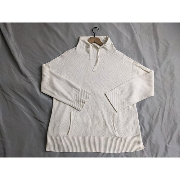 Talbots Sweater Cream Turtleneck Pullover Cotton Modal Blend Womens Lp - Picture 1 of 9